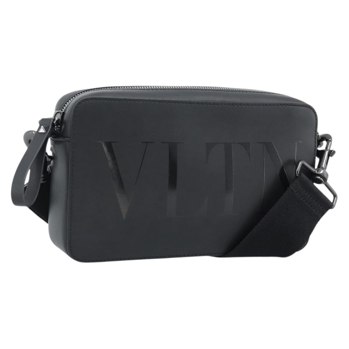 VALENTINO Shoulder Bag Leather Black Auth 183142M
