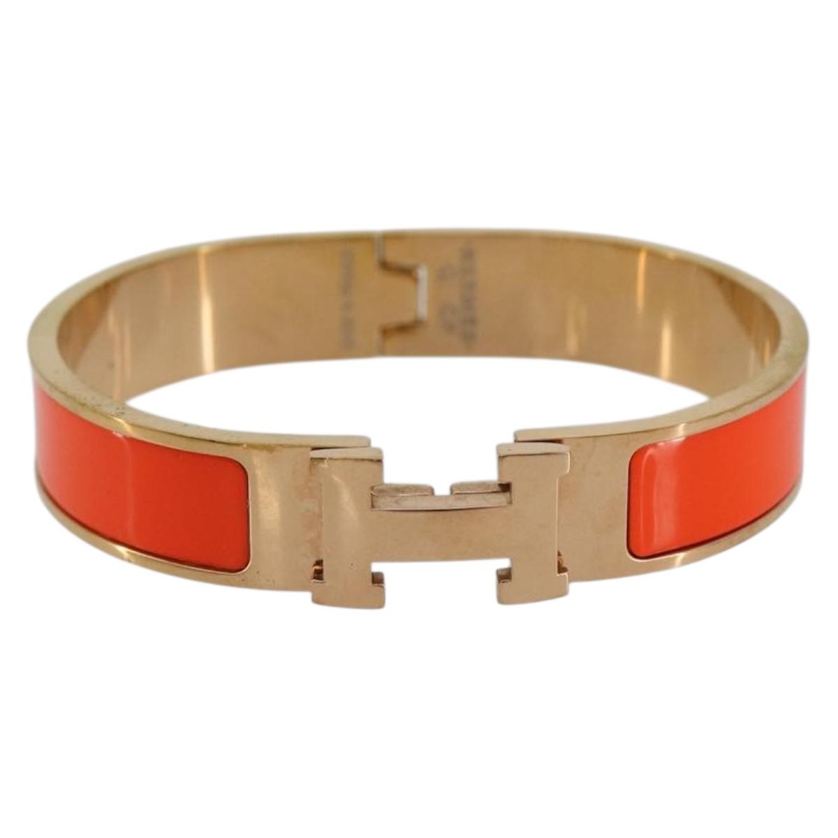 HERMES Click H Bracelet metal Orange Auth 183145