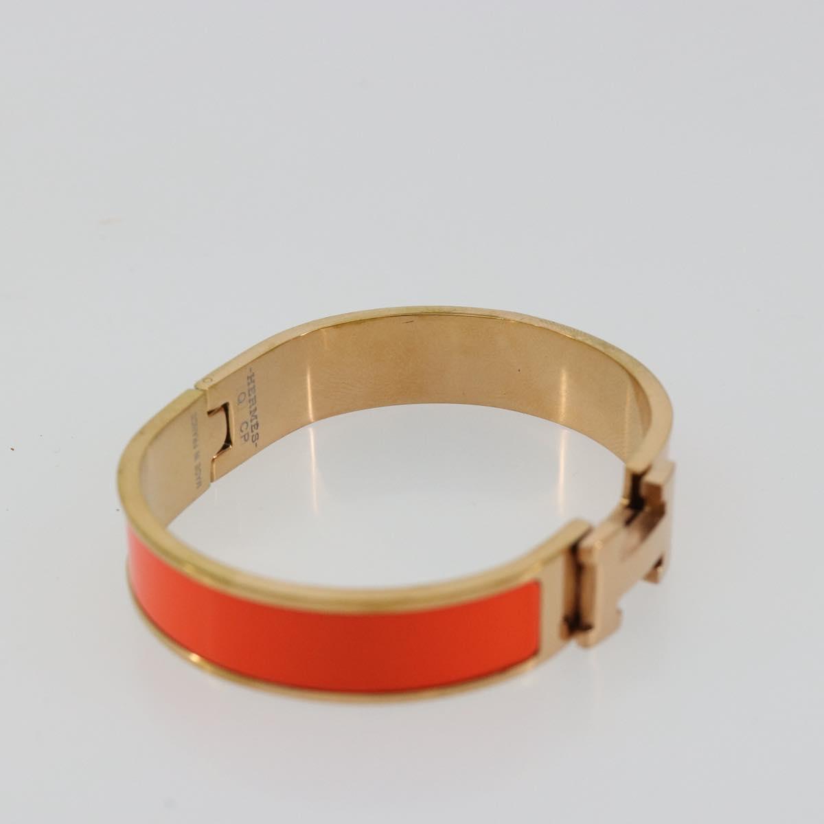 HERMES Click H Bracelet metal Orange Auth 183145