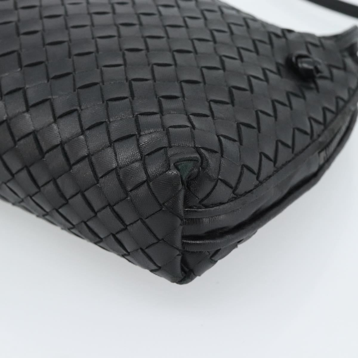 BOTTEGA VENETA INTRECCIATO Shoulder Bag Leather Black Auth 183161A