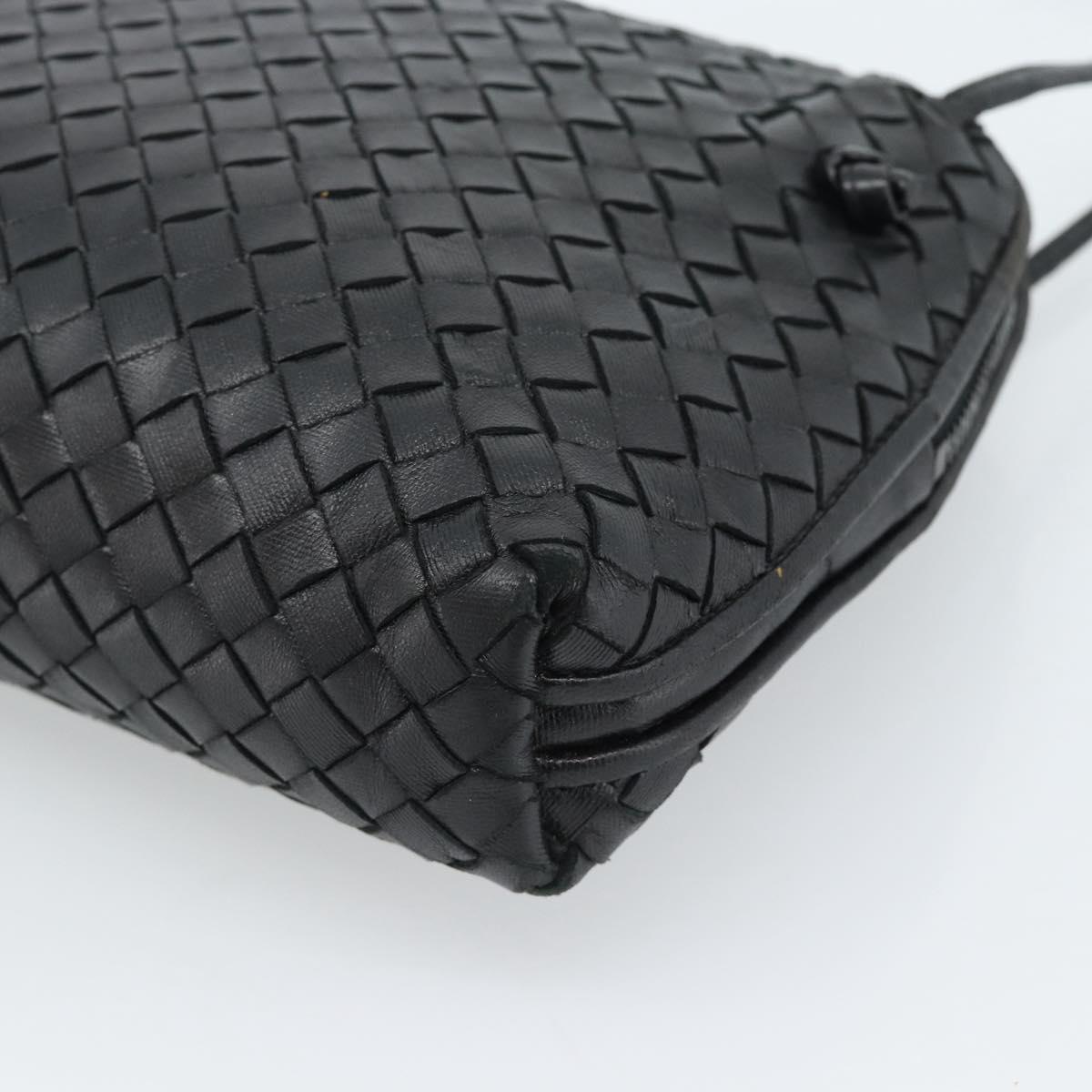 BOTTEGA VENETA INTRECCIATO Shoulder Bag Leather Black Auth 183161A