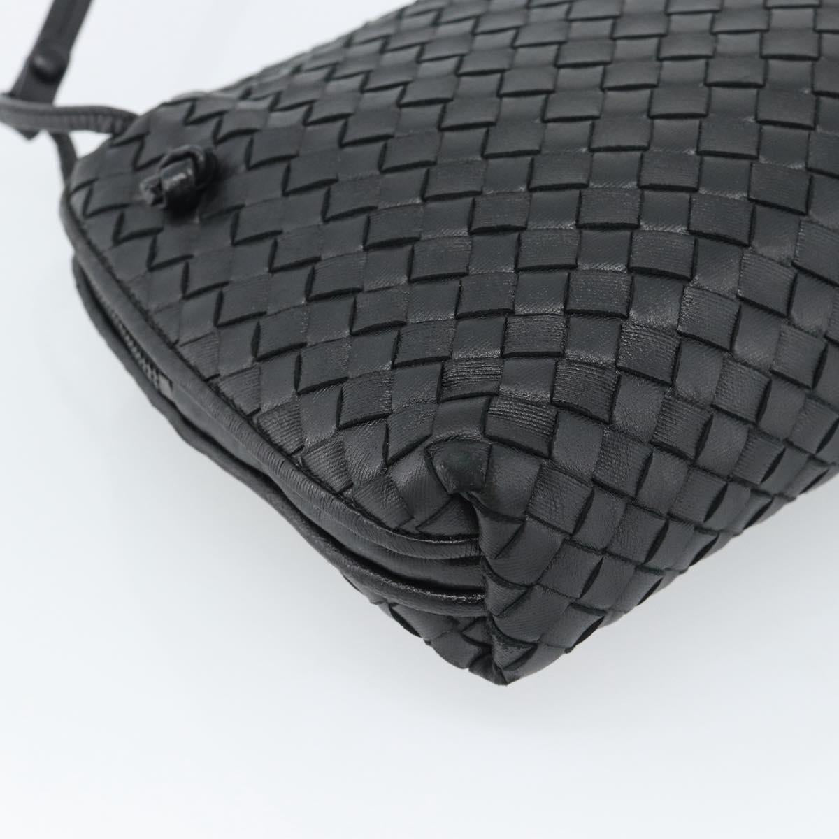 BOTTEGA VENETA INTRECCIATO Shoulder Bag Leather Black Auth 183161A