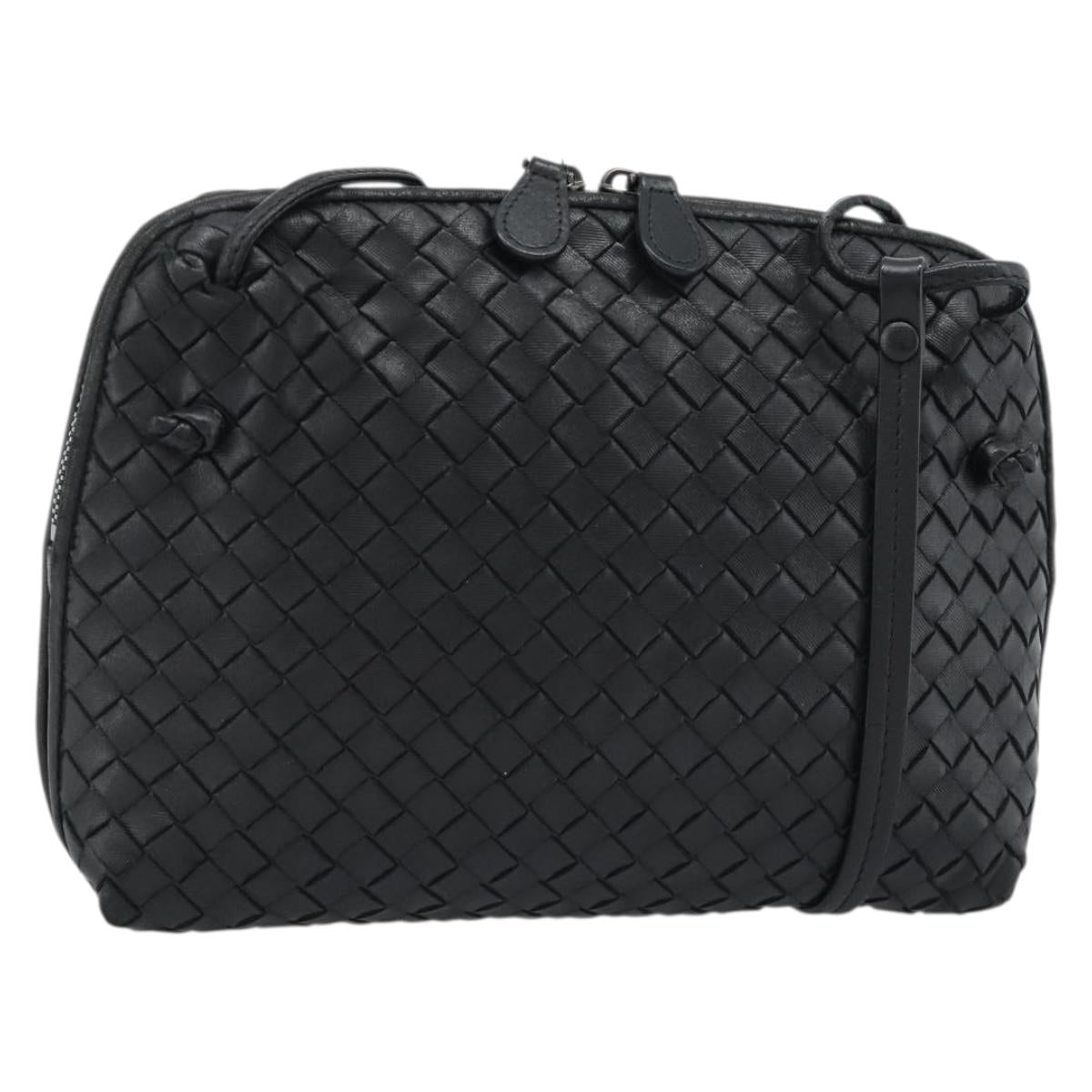 BOTTEGA VENETA INTRECCIATO Shoulder Bag Leather Black Auth 183161A