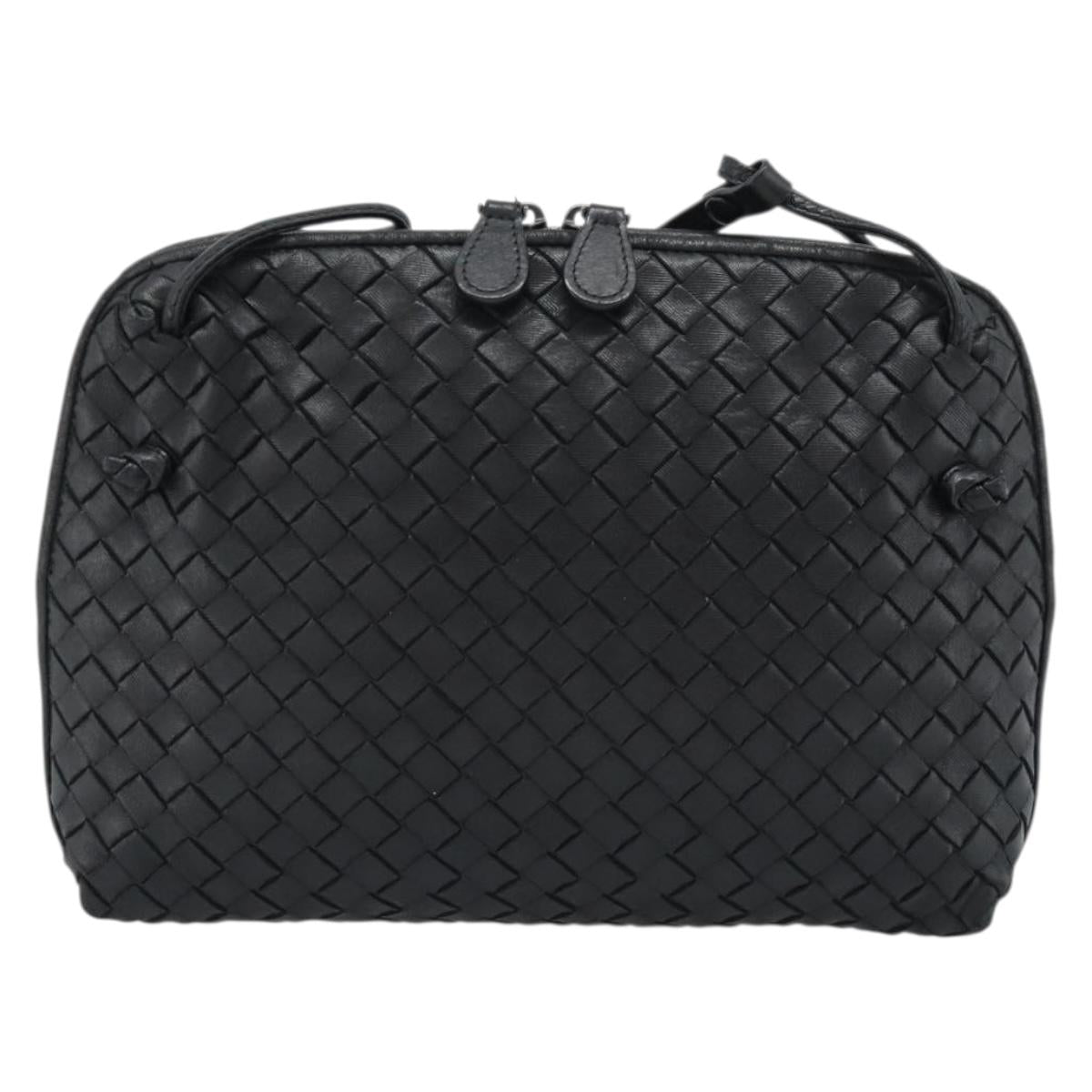 BOTTEGA VENETA INTRECCIATO Shoulder Bag Leather Black Auth 183161A