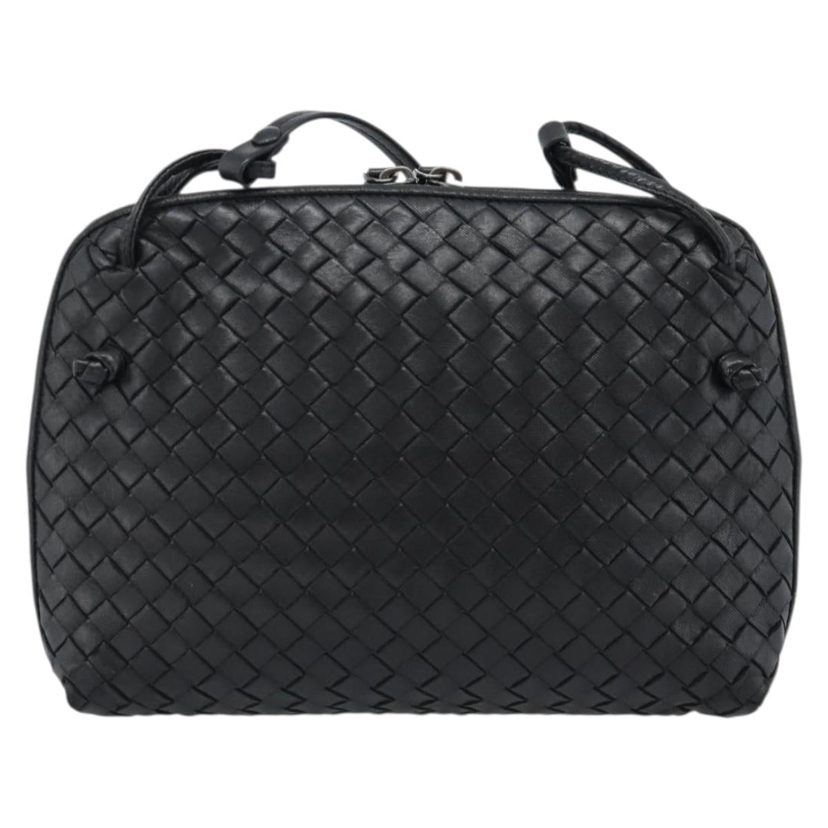 BOTTEGA VENETA INTRECCIATO Shoulder Bag Leather Black Auth 183161A