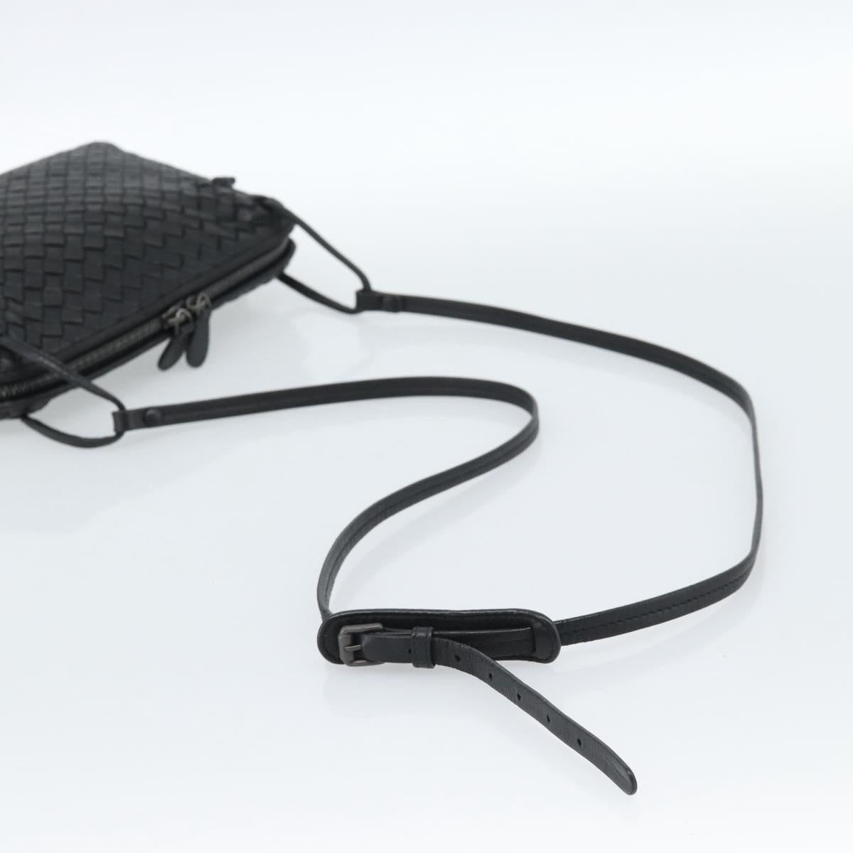 BOTTEGA VENETA INTRECCIATO Shoulder Bag Leather Black Auth 183161A