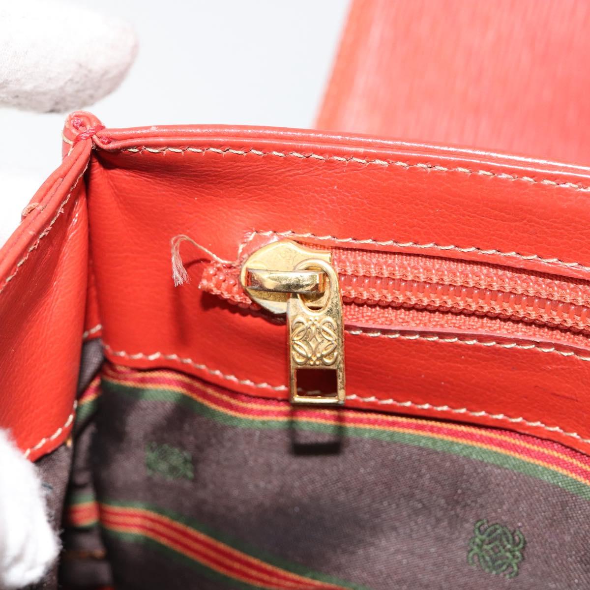 LOEWE Velazquez Hand Bag Leather Red Gold Auth 183162