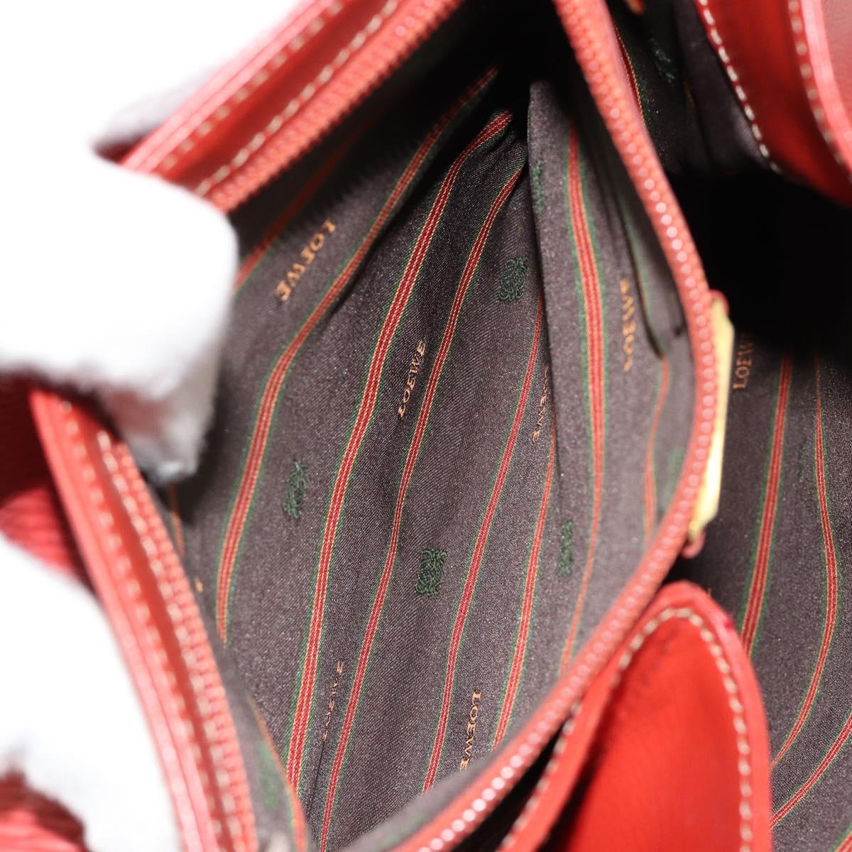 LOEWE Velazquez Hand Bag Leather Red Gold Auth 183162