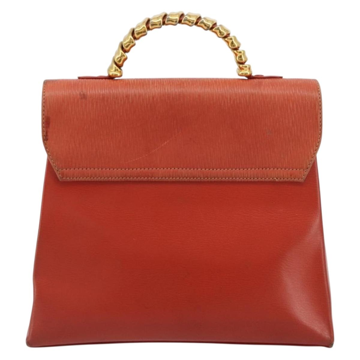 LOEWE Velazquez Hand Bag Leather Red Gold Auth 183162