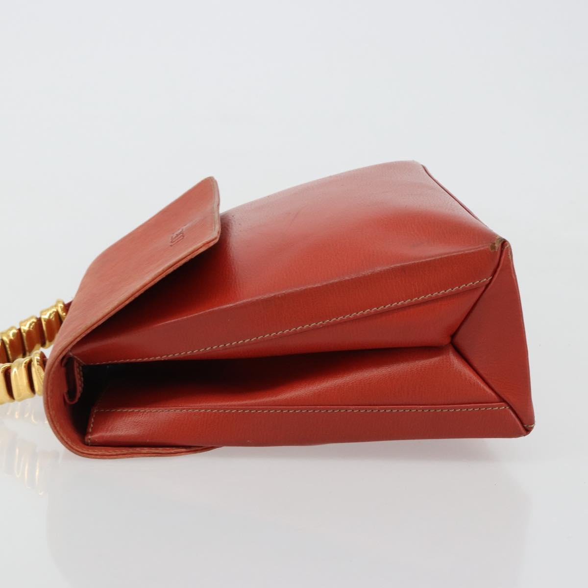 LOEWE Velazquez Hand Bag Leather Red Gold Auth 183162