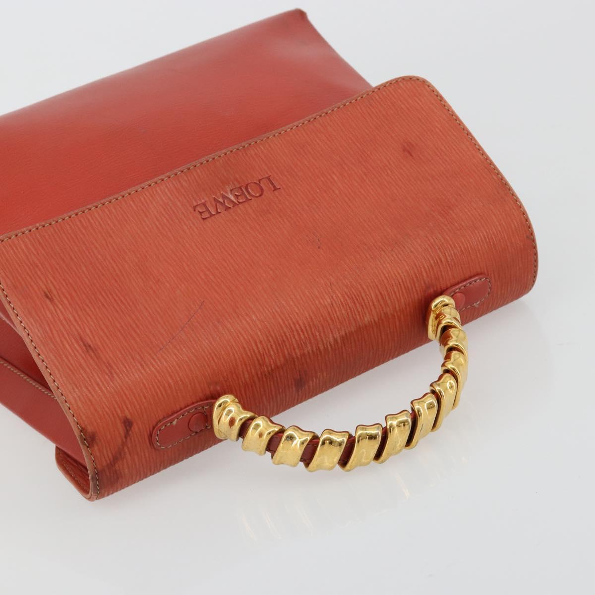 LOEWE Velazquez Hand Bag Leather Red Gold Auth 183162