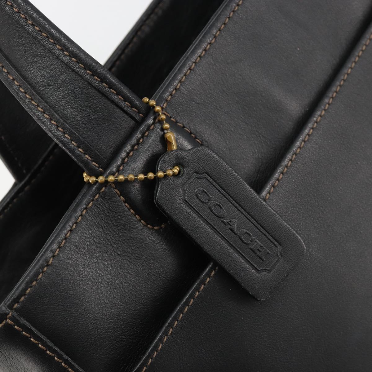 Coach Hand Bag Leather Black Gold Auth 183167