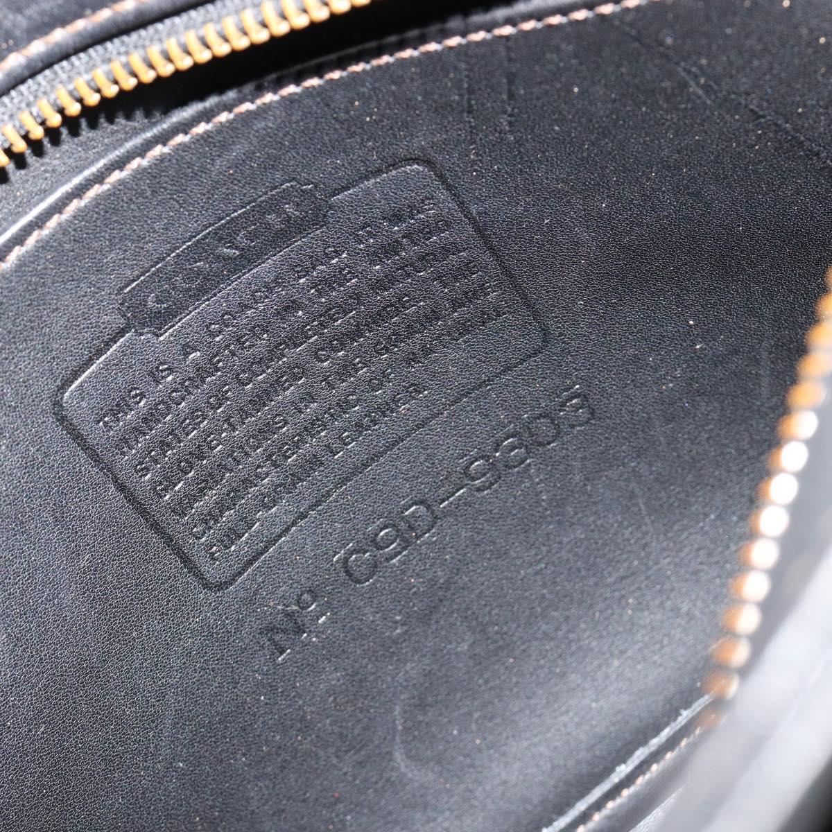 Coach Hand Bag Leather Black Gold Auth 183167