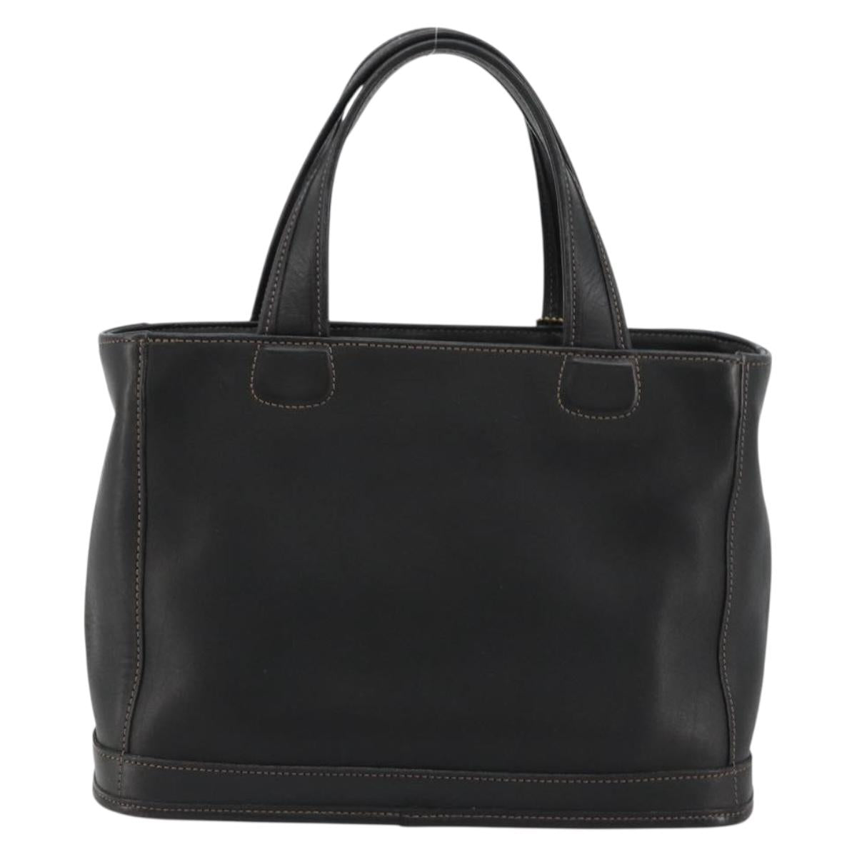 Coach Hand Bag Leather Black Gold Auth 183167