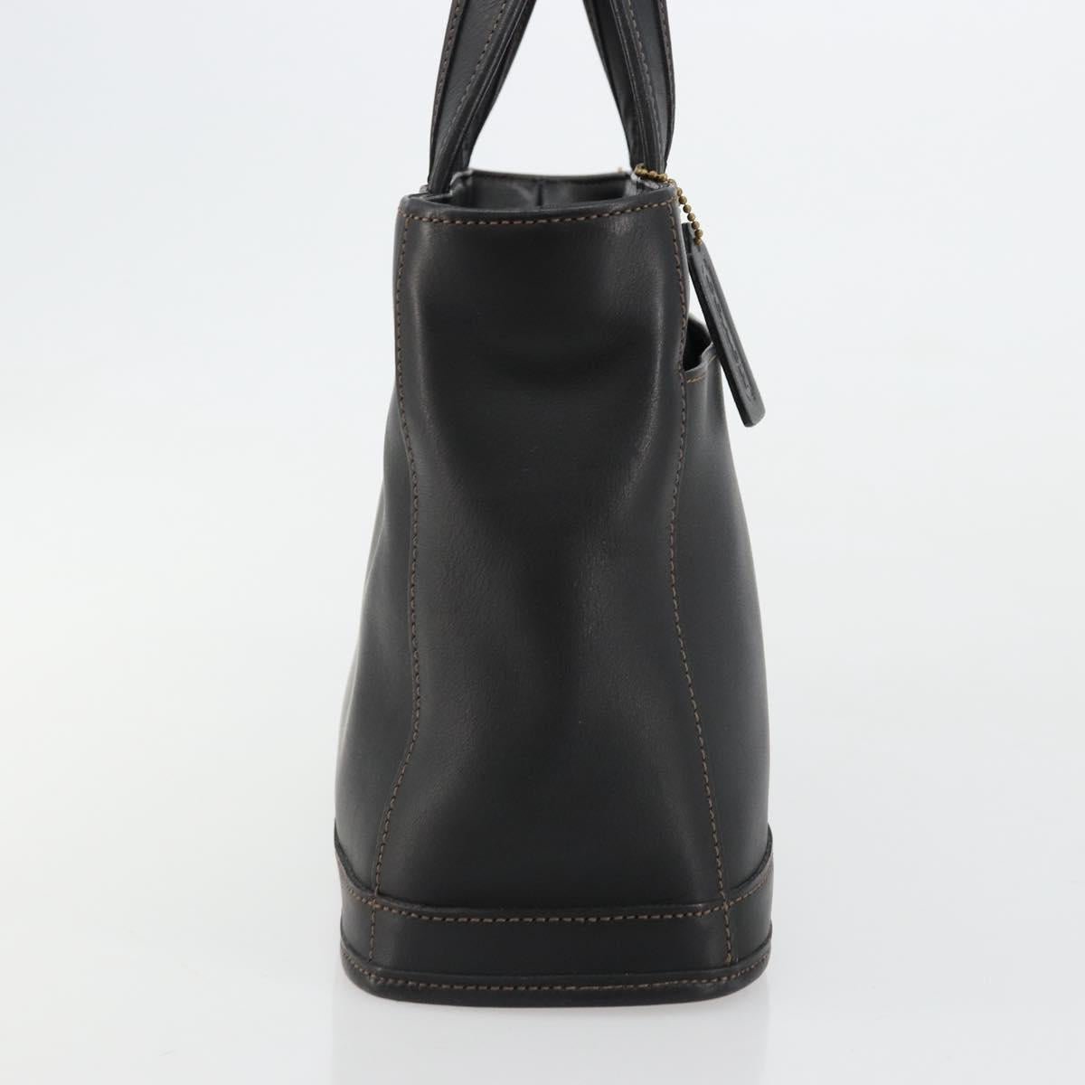 Coach Hand Bag Leather Black Gold Auth 183167