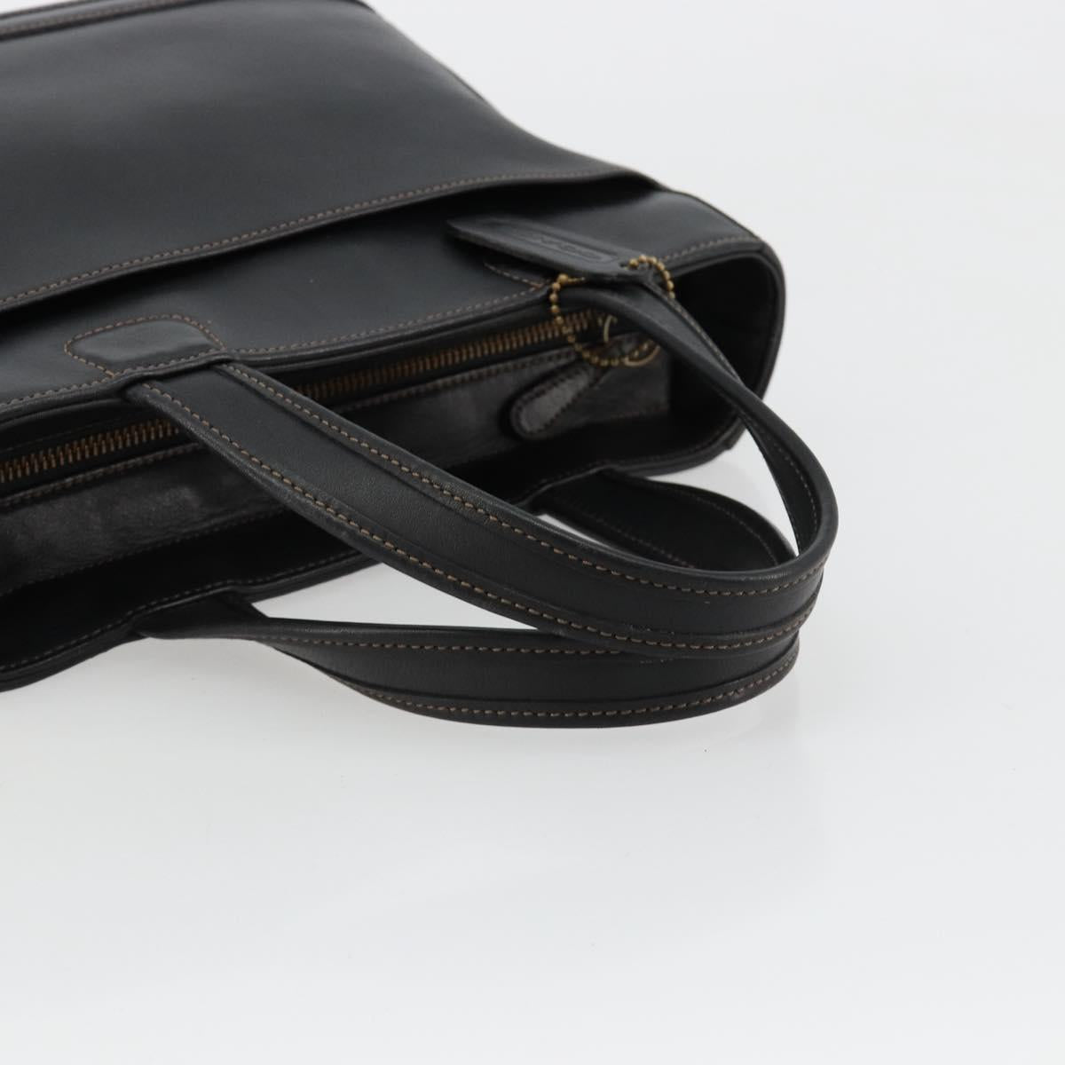 Coach Hand Bag Leather Black Gold Auth 183167