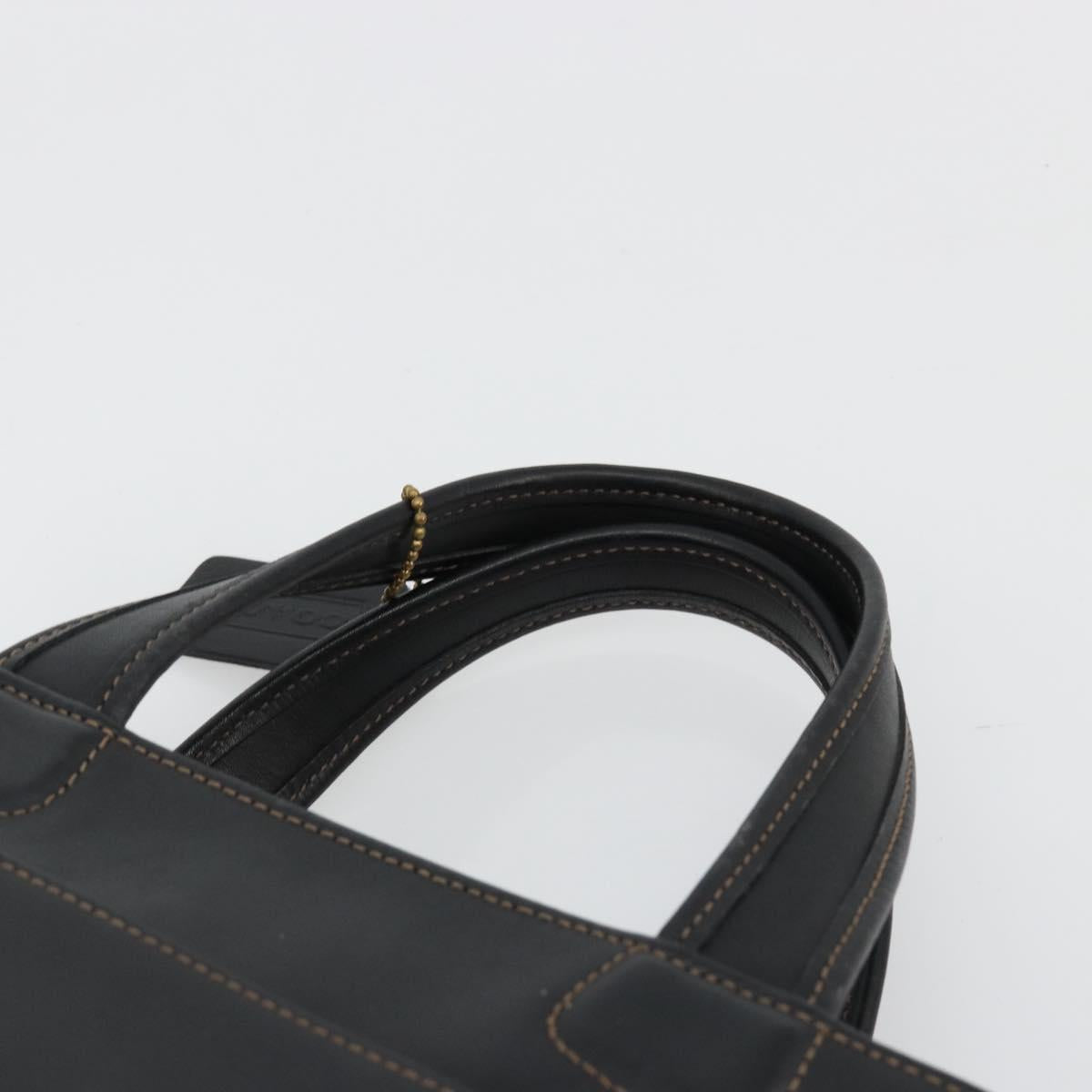 Coach Hand Bag Leather Black Gold Auth 183167