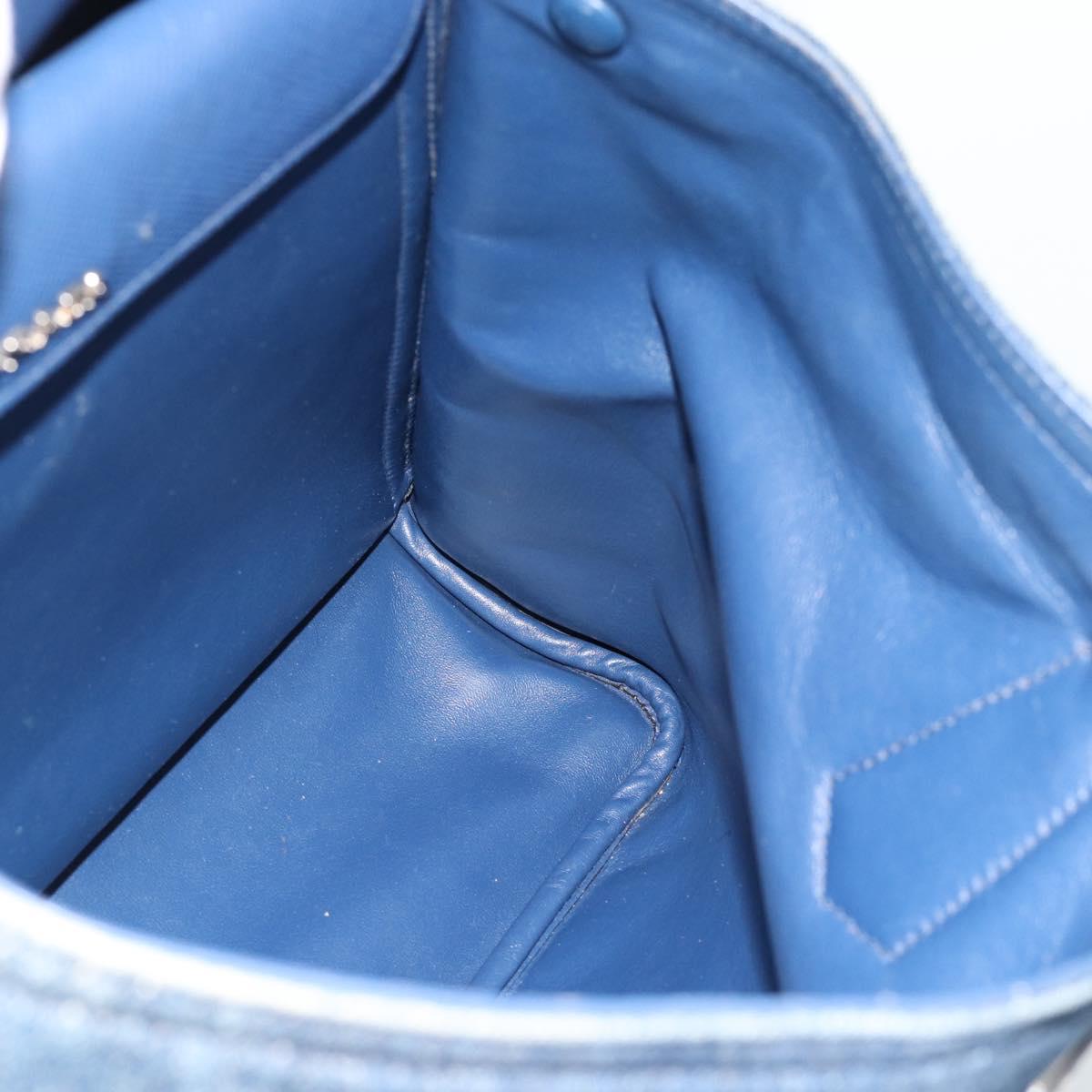 PRADA Tote Bag Denim Blue Silver Auth 183168A