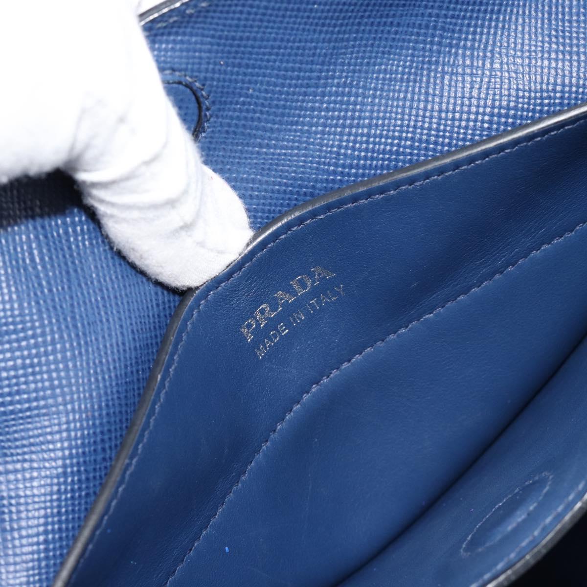 PRADA Tote Bag Denim Blue Silver Auth 183168A