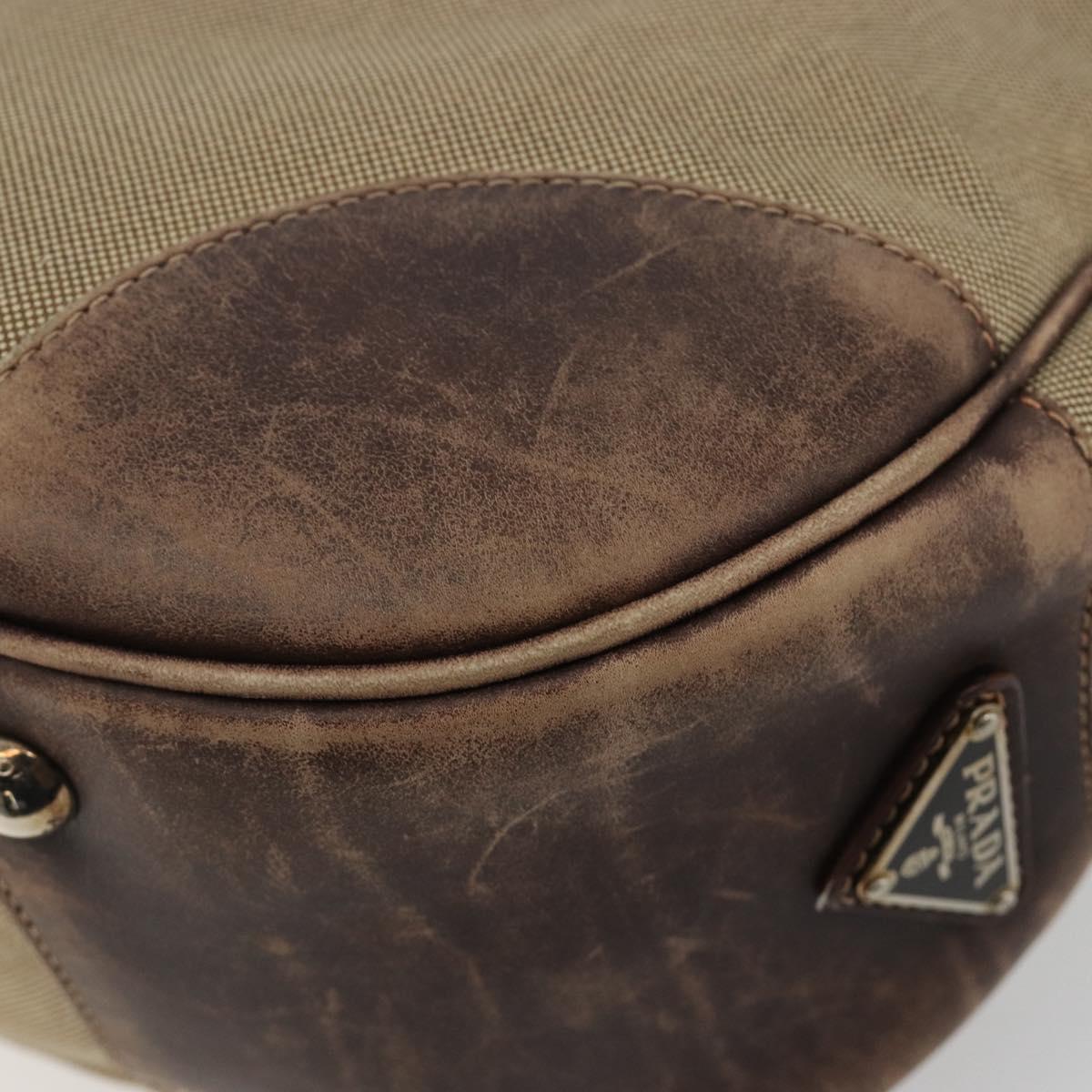 PRADA Shoulder Bag Jacquard Beige Silver Auth 183169