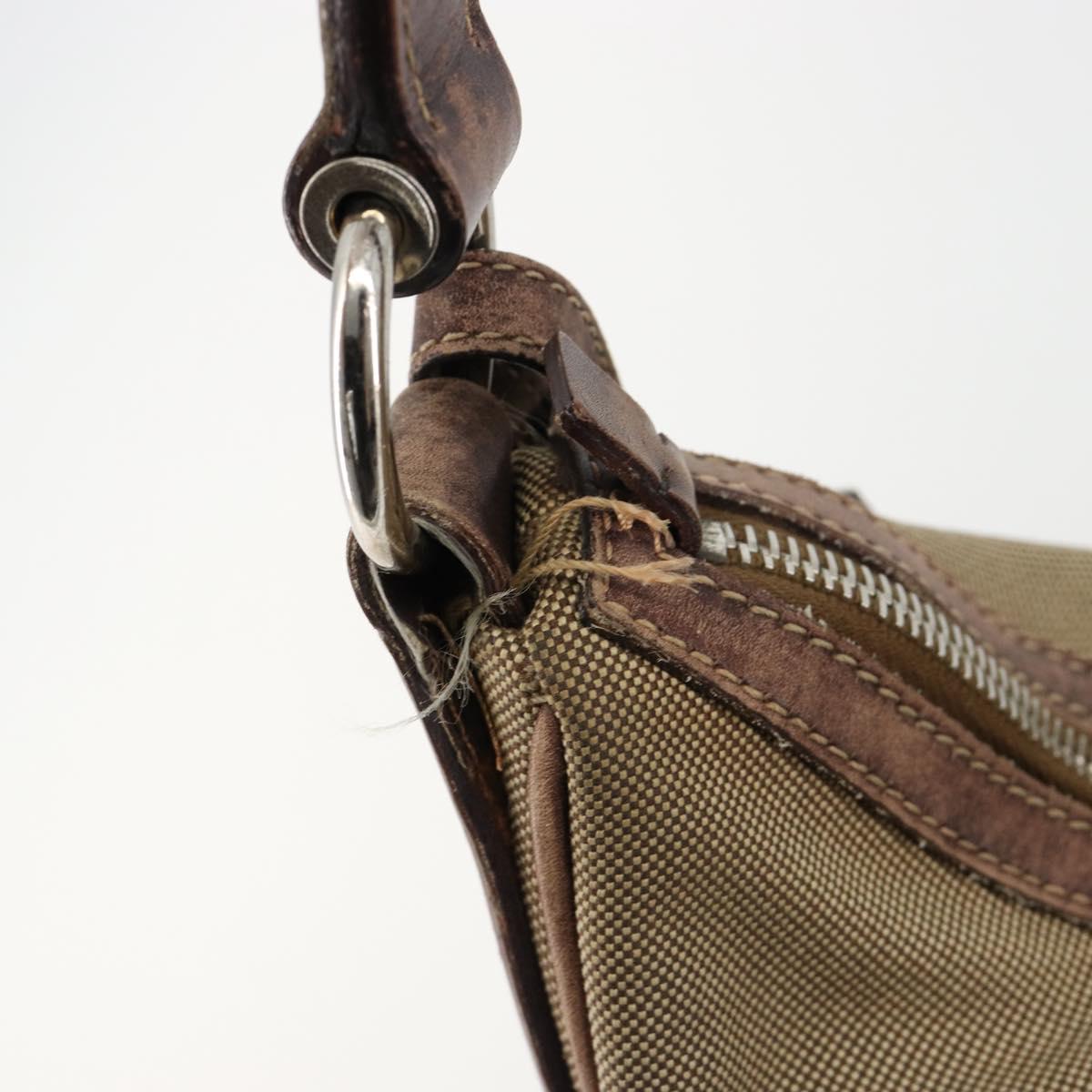 PRADA Shoulder Bag Jacquard Beige Silver Auth 183169