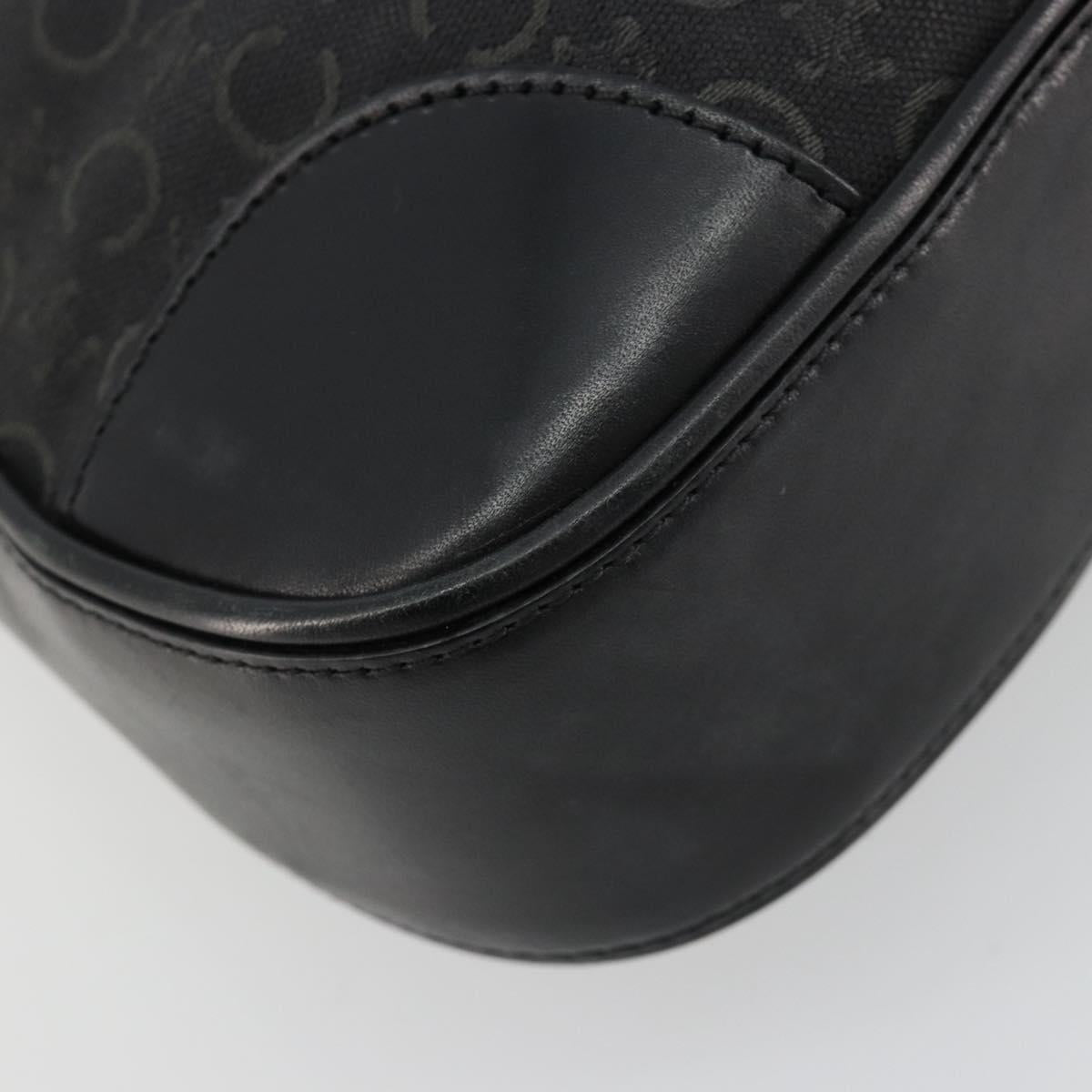 CELINE C Macadam Canvas Shoulder Bag Black Silver Auth 183170