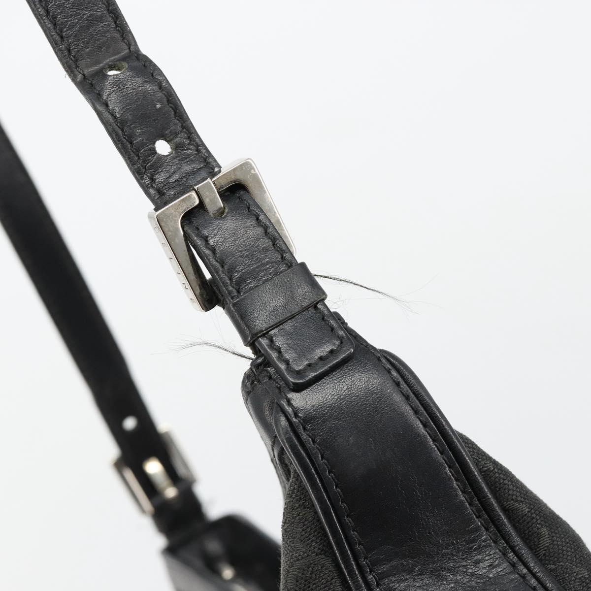 CELINE C Macadam Canvas Shoulder Bag Black Silver Auth 183170