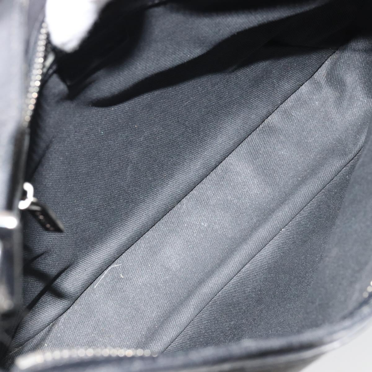 CELINE C Macadam Canvas Shoulder Bag Black Silver Auth 183170