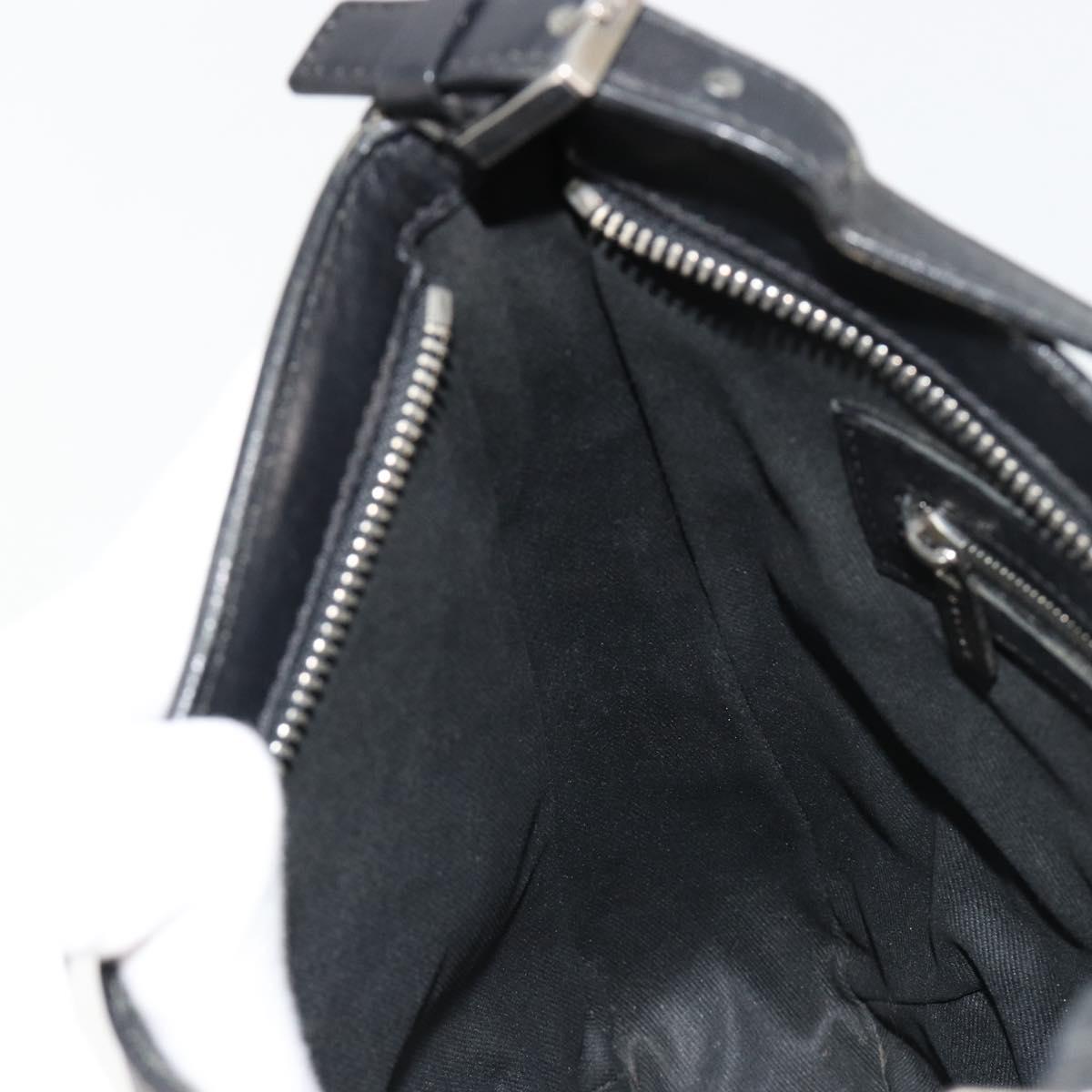 CELINE C Macadam Canvas Shoulder Bag Black Silver Auth 183170