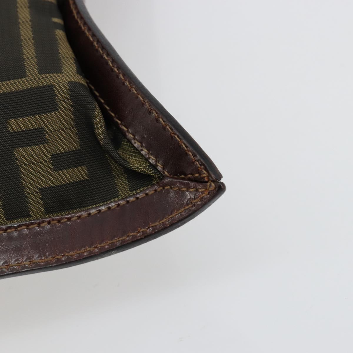 FENDI Zucca Canvas Pouch Black Gold Auth 183171