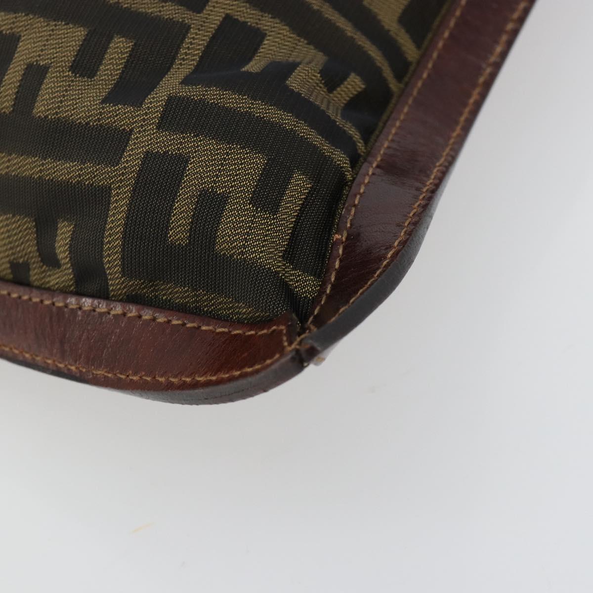 FENDI Zucca Canvas Pouch Black Gold Auth 183171