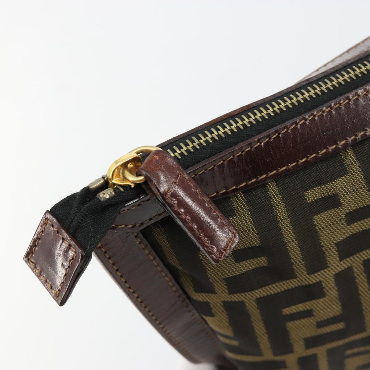 FENDI Zucca Canvas Pouch Black Gold Auth 183171