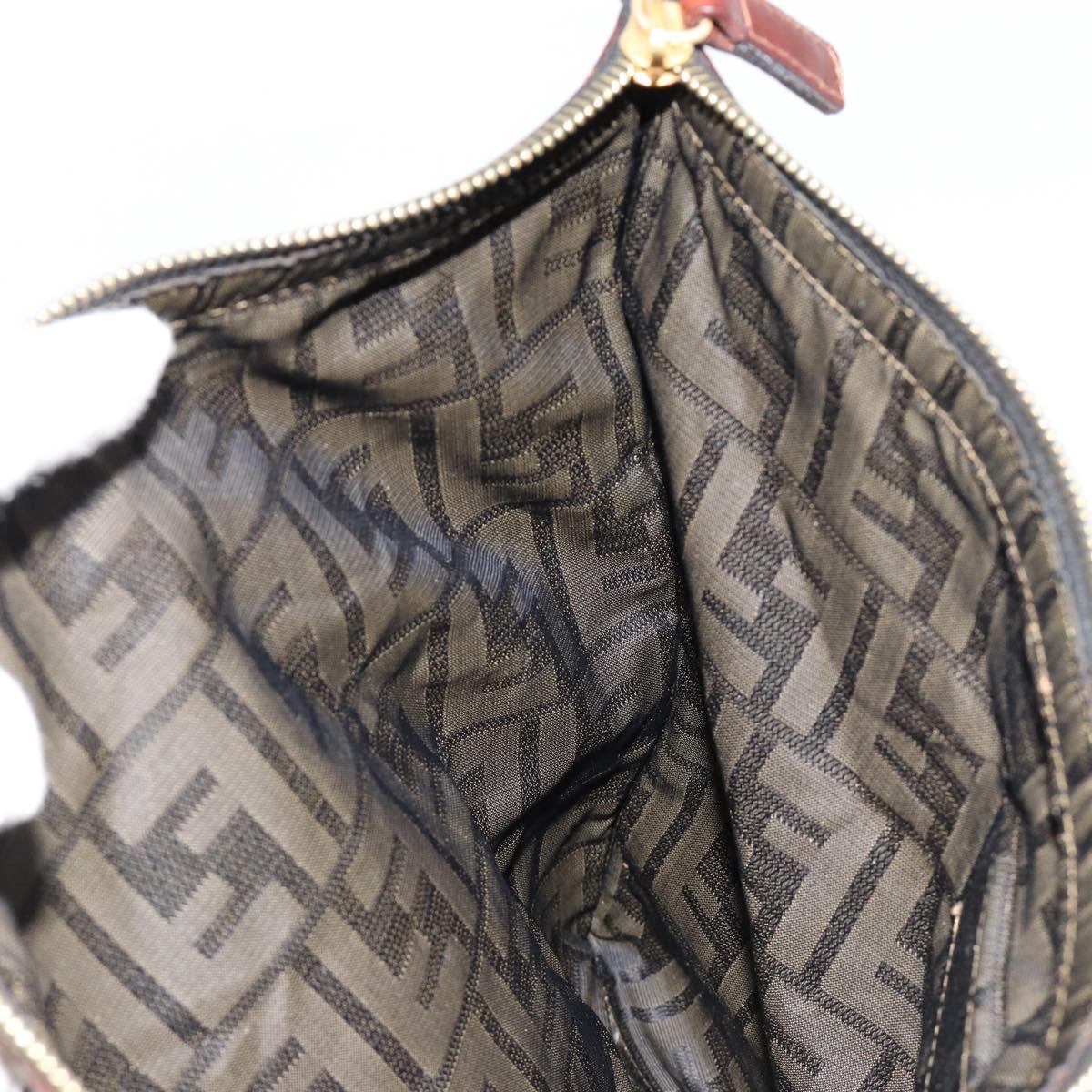 FENDI Zucca Canvas Pouch Black Gold Auth 183171