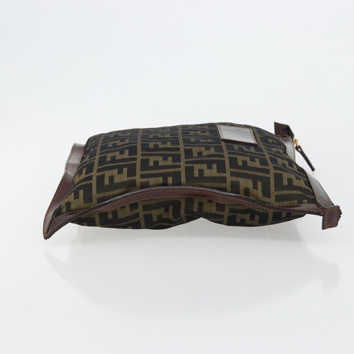FENDI Zucca Canvas Pouch Black Gold Auth 183171