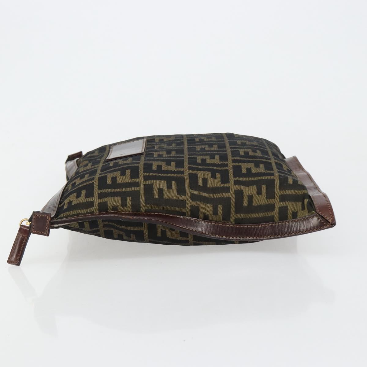 FENDI Zucca Canvas Pouch Black Gold Auth 183171