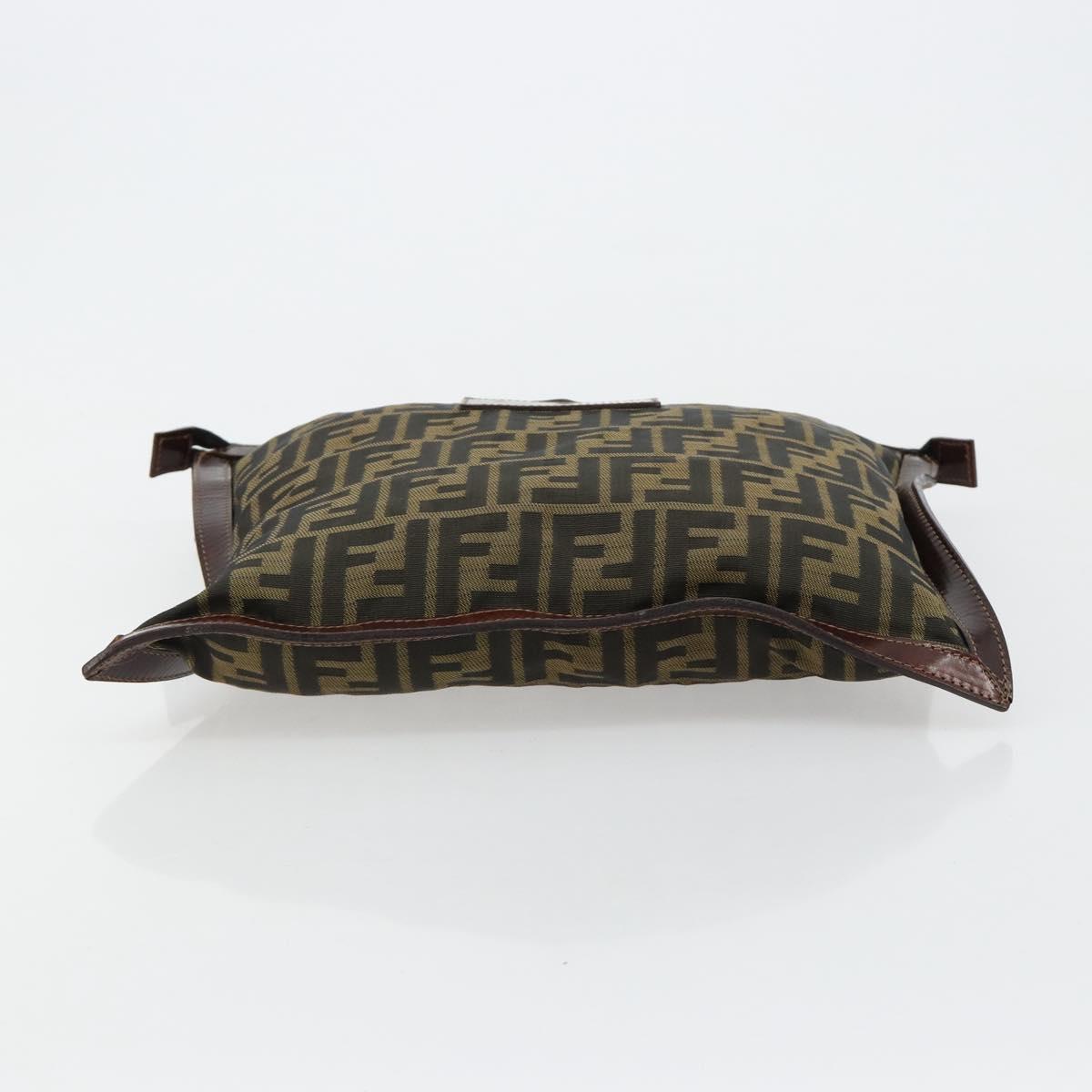 FENDI Zucca Canvas Pouch Black Gold Auth 183171