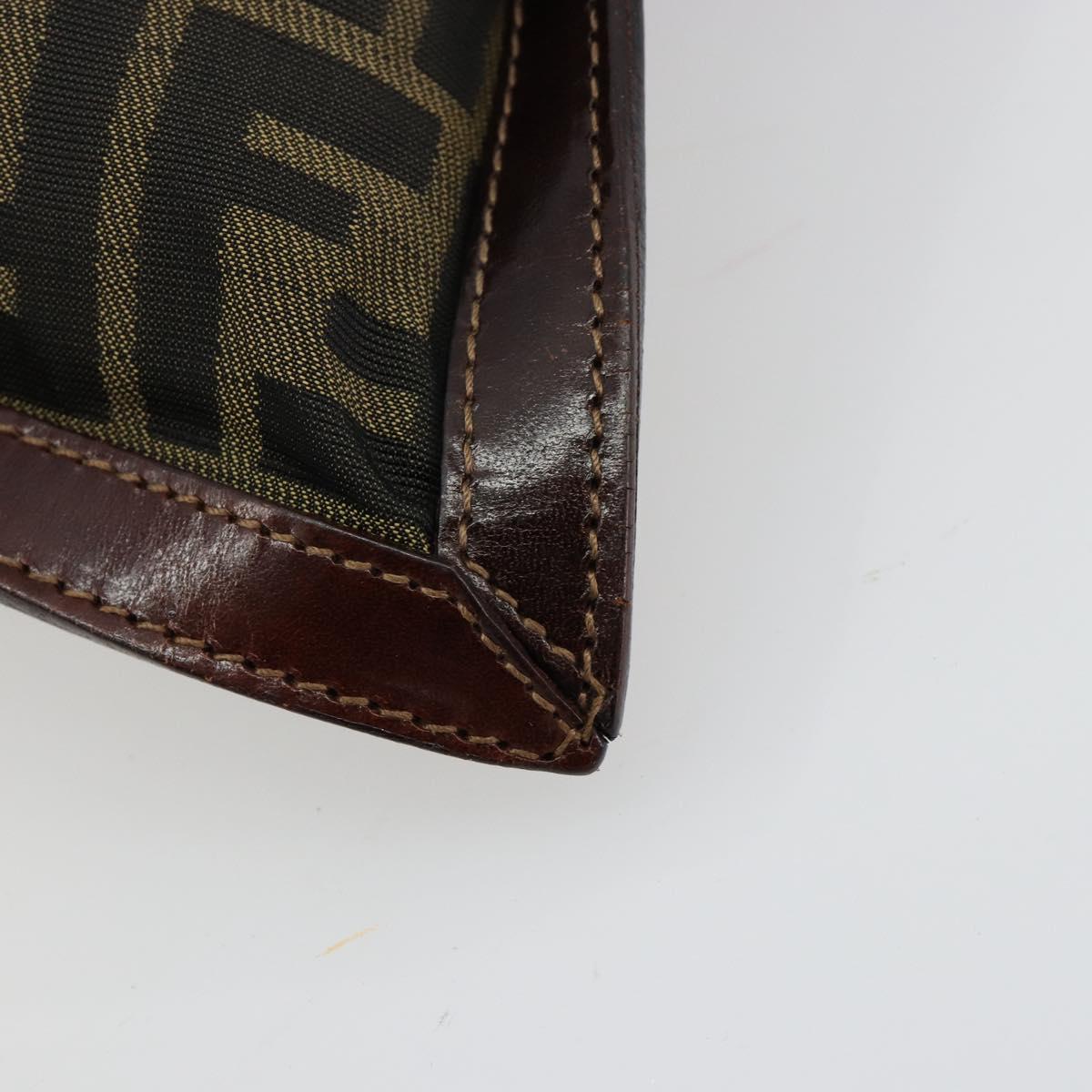 FENDI Zucca Canvas Pouch Black Gold Auth 183171