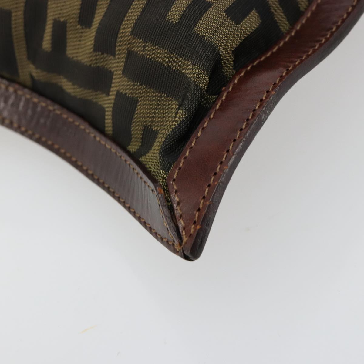FENDI Zucca Canvas Pouch Black Gold Auth 183171