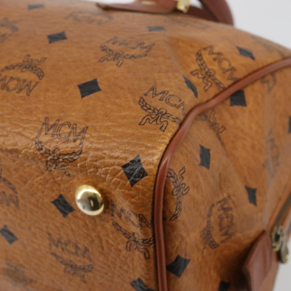 MCM Vicetos Logogram Hand Bag PVC Leather Brown Gold Auth 183174