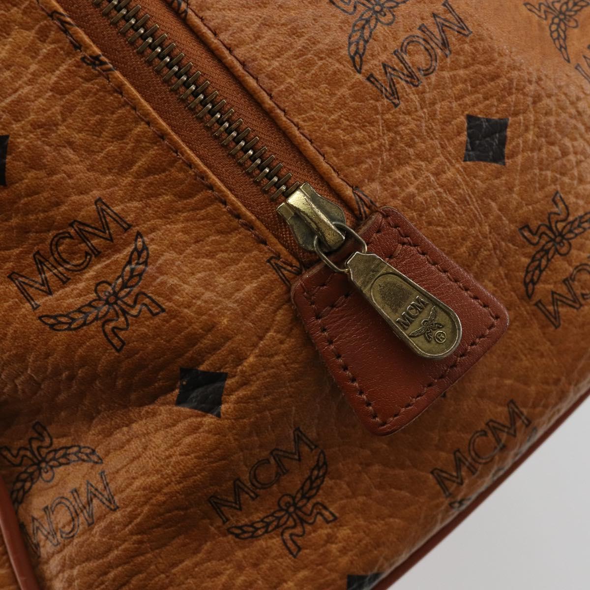 MCM Vicetos Logogram Hand Bag PVC Leather Brown Gold Auth 183174