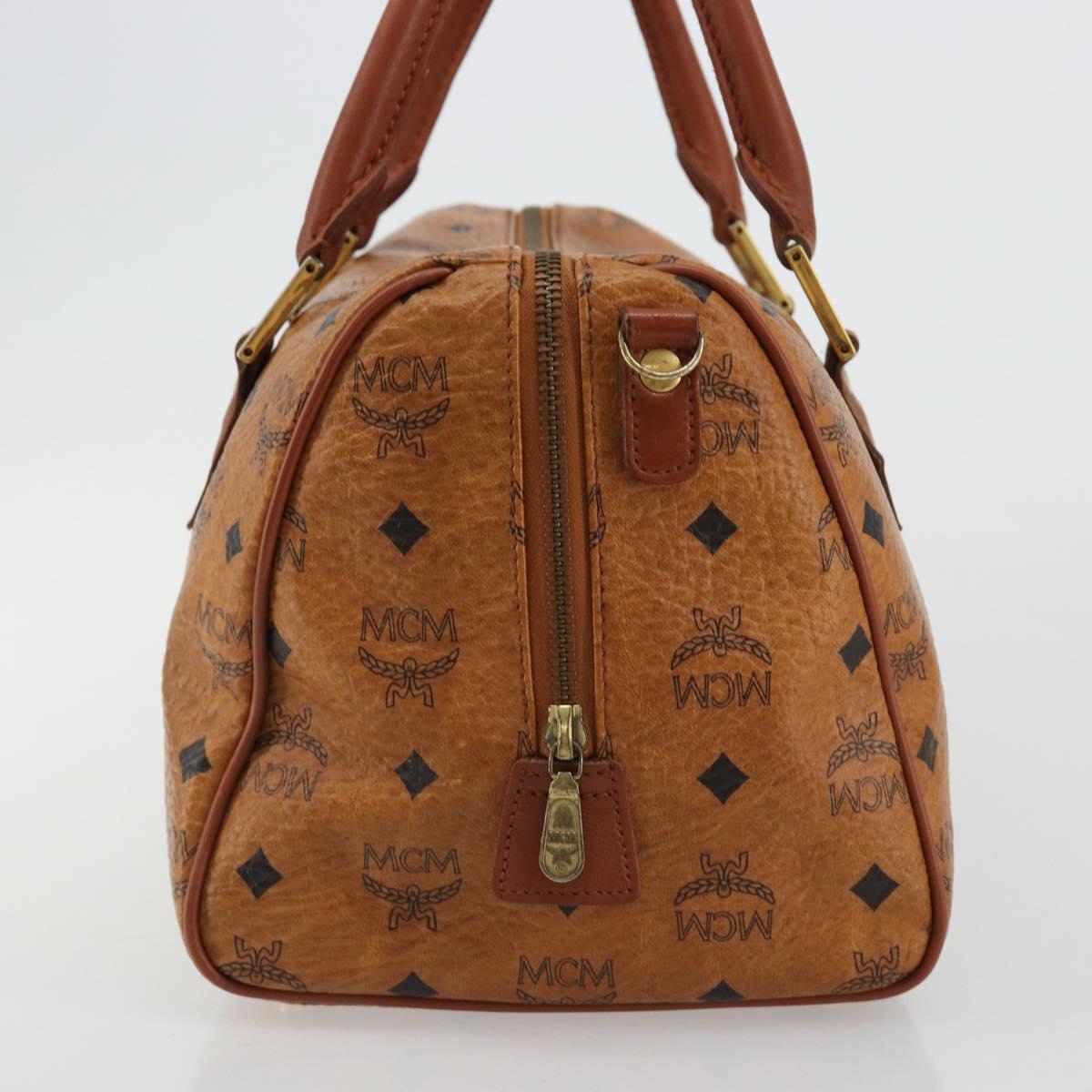 MCM Vicetos Logogram Hand Bag PVC Leather Brown Gold Auth 183174