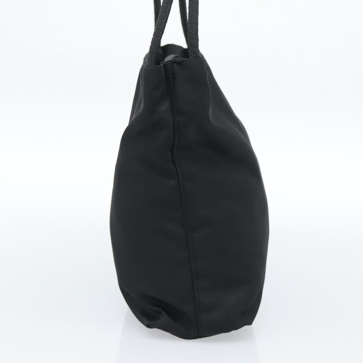 PRADA Hand Bag Nylon Black Silver Auth 183188A
