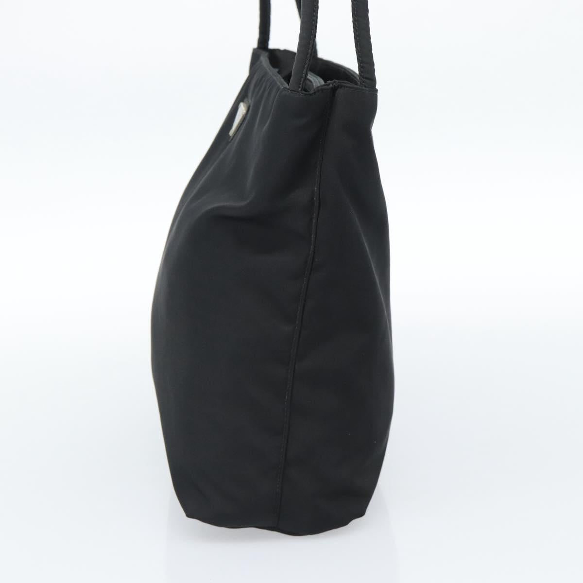 PRADA Hand Bag Nylon Black Silver Auth 183188A