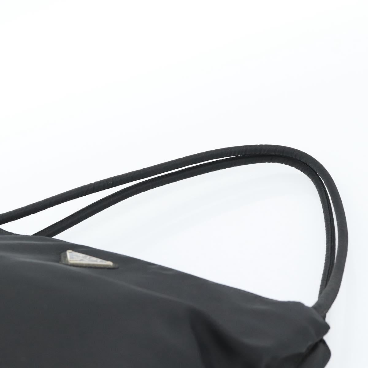 PRADA Hand Bag Nylon Black Silver Auth 183188A