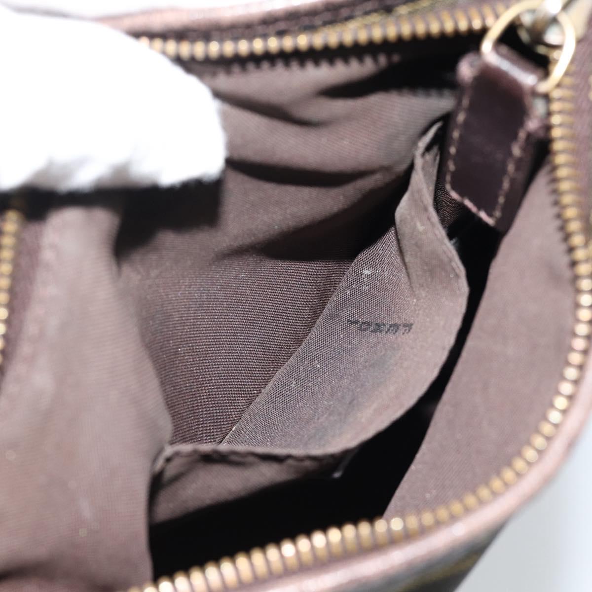 FENDI Zucca Canvas Shoulder Bag Black Brown Auth 183189