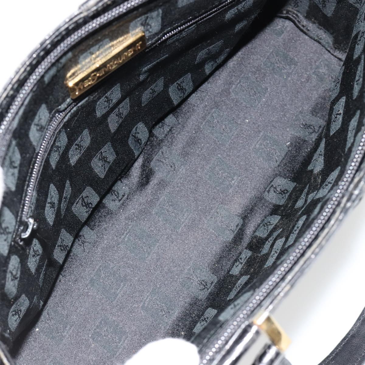 SAINT LAURENT Hand Bag Embossed leather Black Gold Auth 183192A