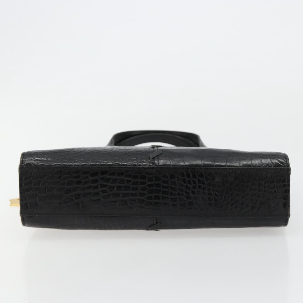 SAINT LAURENT Hand Bag Embossed leather Black Gold Auth 183192A