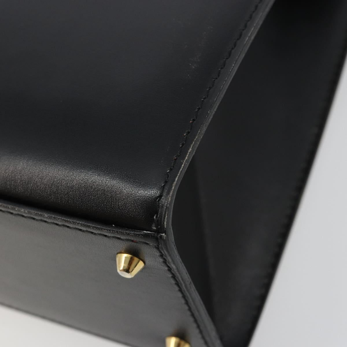 CELINE Hand Bag Leather 2way Black Gold Auth 183194SAV