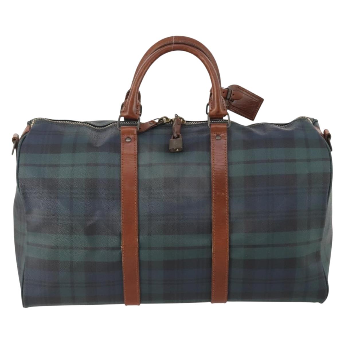 Polo Ralph Lauren Boston Bag Leather PVC Green Auth 183195A