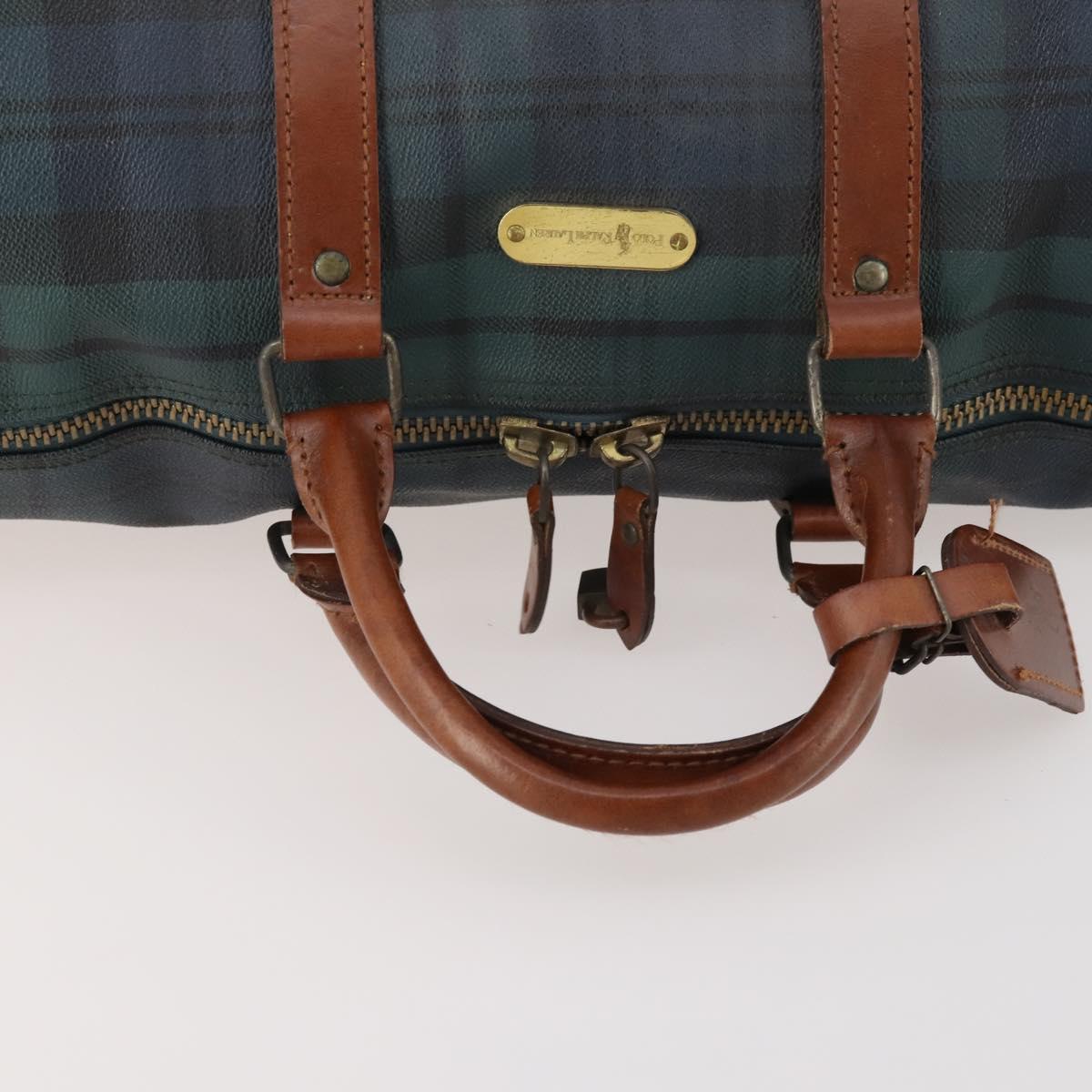 Polo Ralph Lauren Boston Bag Leather PVC Green Auth 183195A